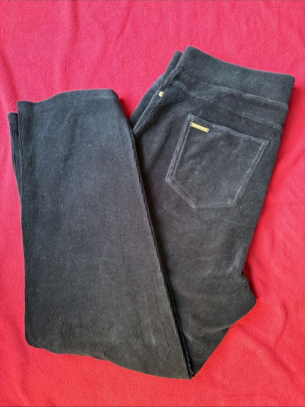 Michael Kors Brown Corduroy Straight-Leg Jeans with Gold Hardware